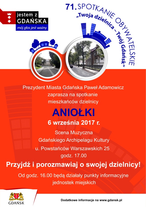 Plakat spotkanie Prezydenta z mieszkańcami dzielnicy Aniołki