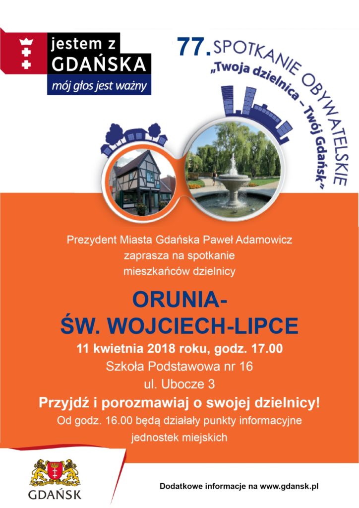 Plakat informujący o spotkanie prezydenta Gdańska z mieszkańcami