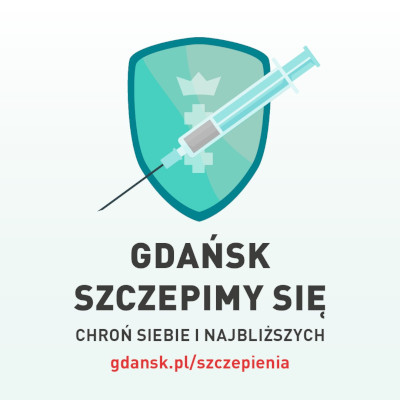 Banner akcji Gdańsk Szczepimy Się z linkiem przekierowującym na stronę gdansk.pl/szczepienia