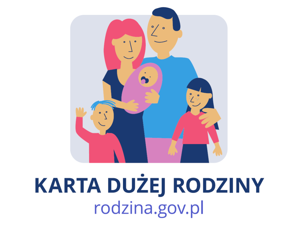 Logotyp Karty Dużej rodziny z odniesieniem do strony rodzina.gov.pl